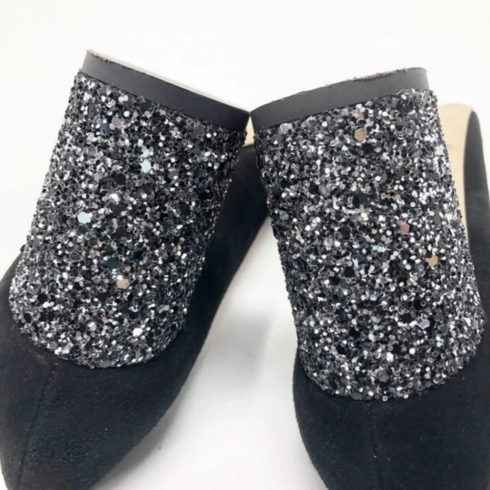 🖤 KATE SPADE 🩶 Metallic Glitter Chunky Heel Pumps sz 6 - Picture 5 of 8